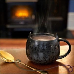 Cat Lady Box Black Cat Mug W/Ears & Filigree Detail